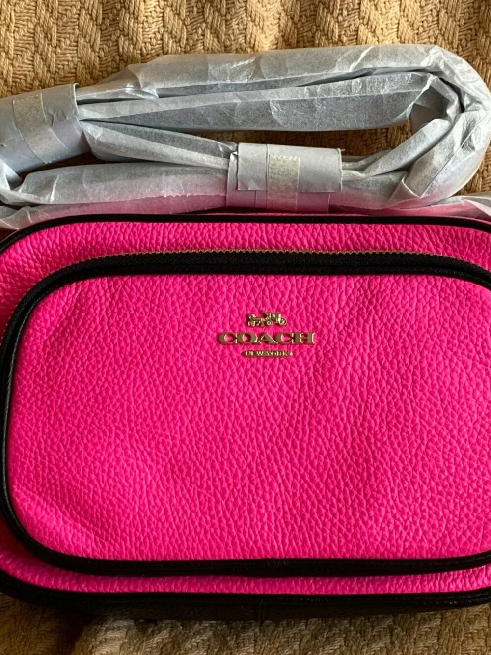 COACH Court Crossbody Bag Fluorescent Pink C6078